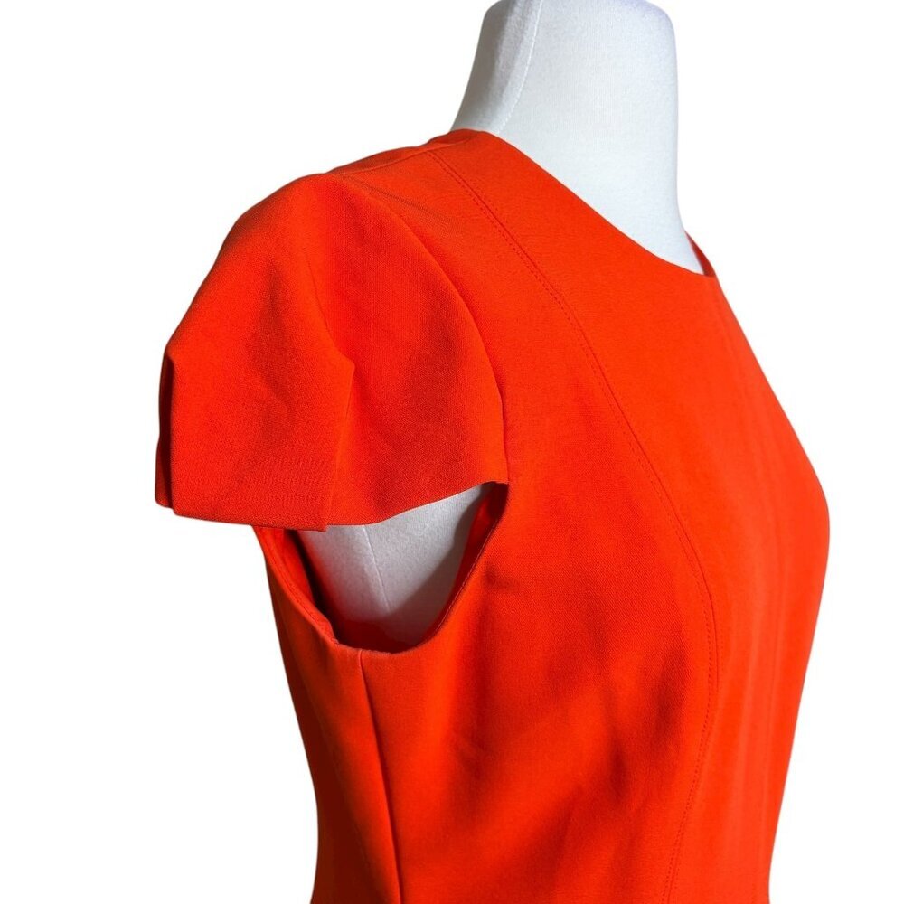 Antonio Melani Sheath Dress Solid Orange Cap Sleeve Size 6 - Picture 5 of 9
